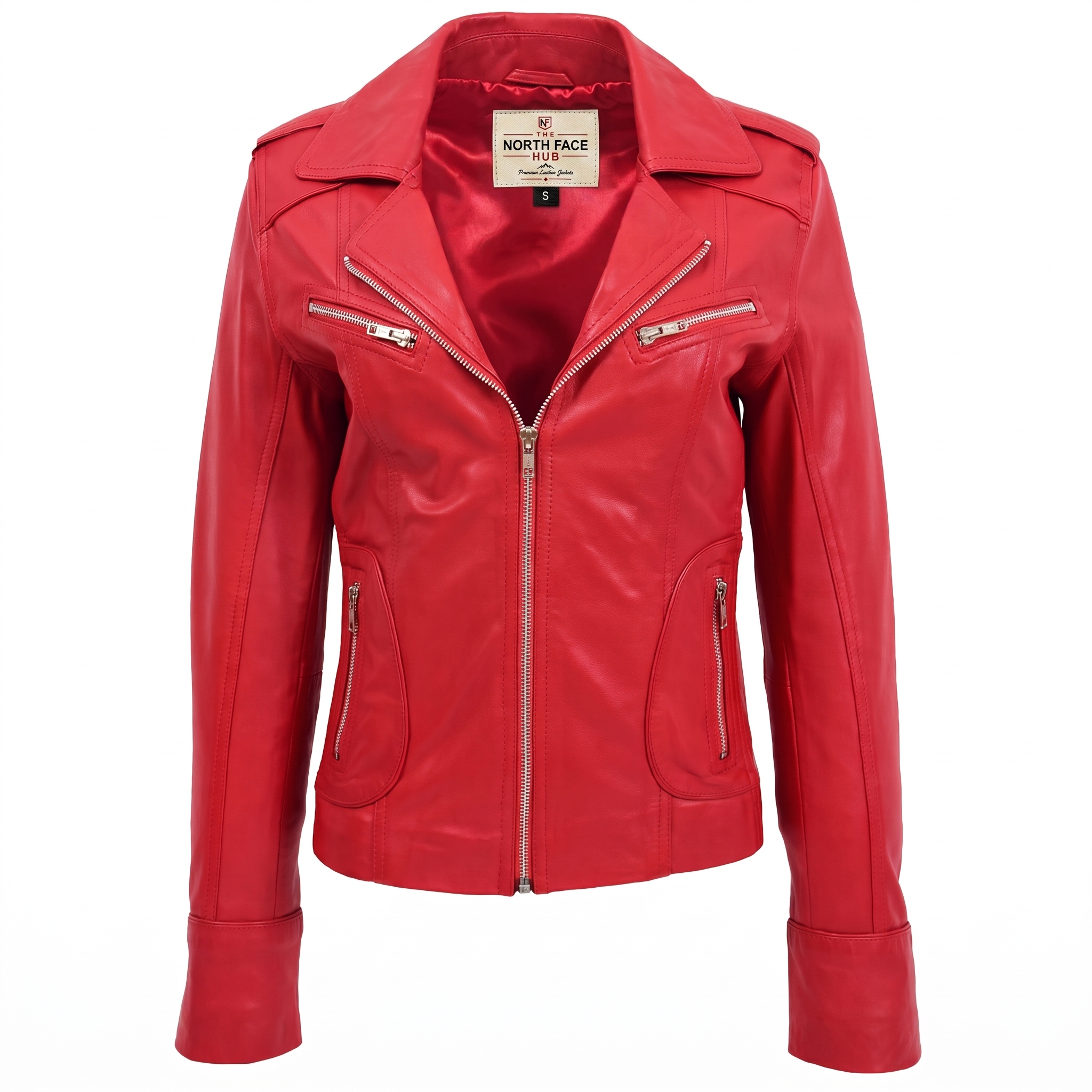 1 (2) Womens Leather Fitted Biker Style Jacket
