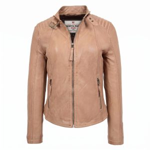 Womens Real Leather Classic Biker Jacket