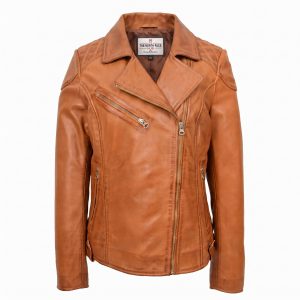 Womens Real Leather Biker Jacket