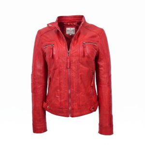 Womens Real Leather Biker Jacket