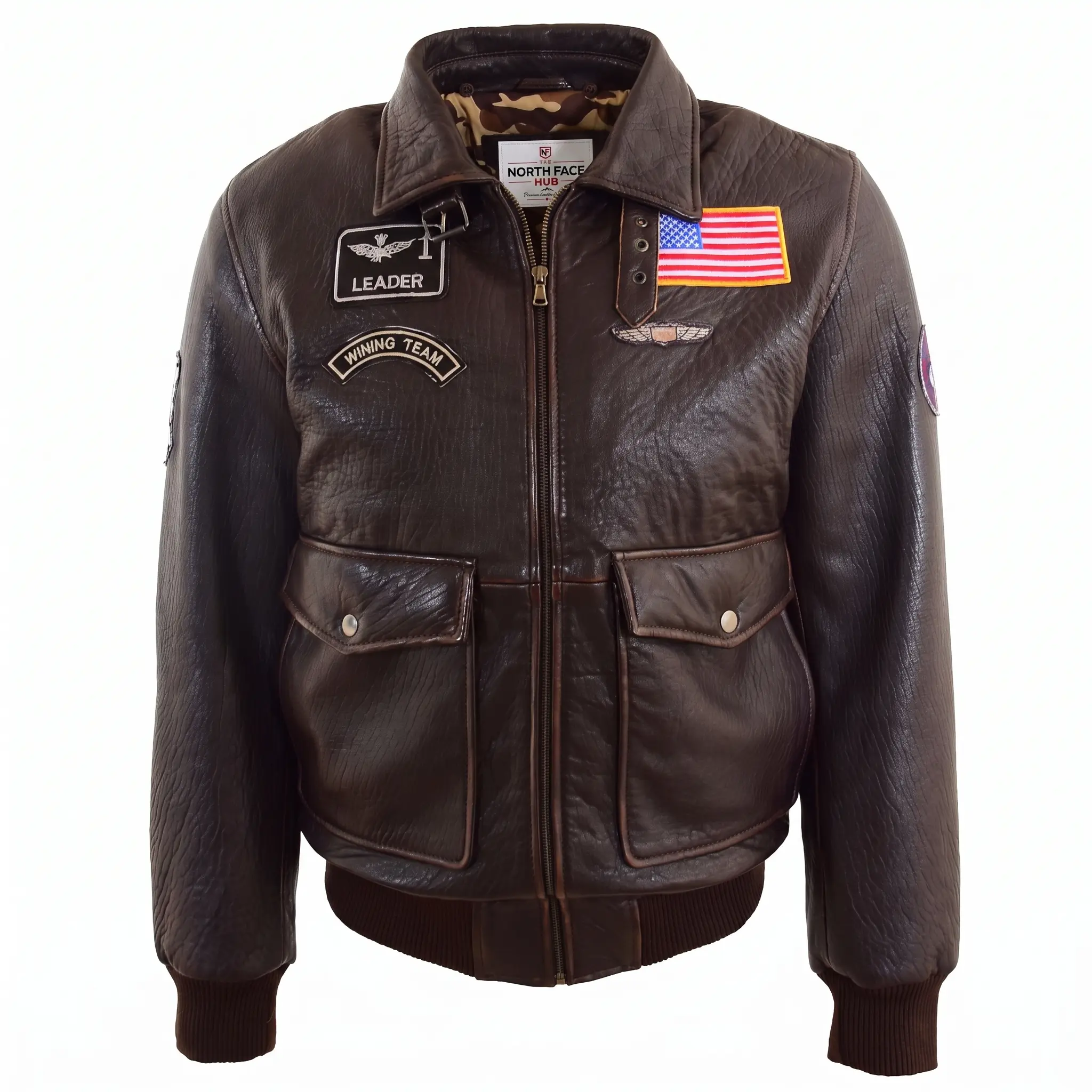 Mens Real Leather G-1 Bomber Jacket