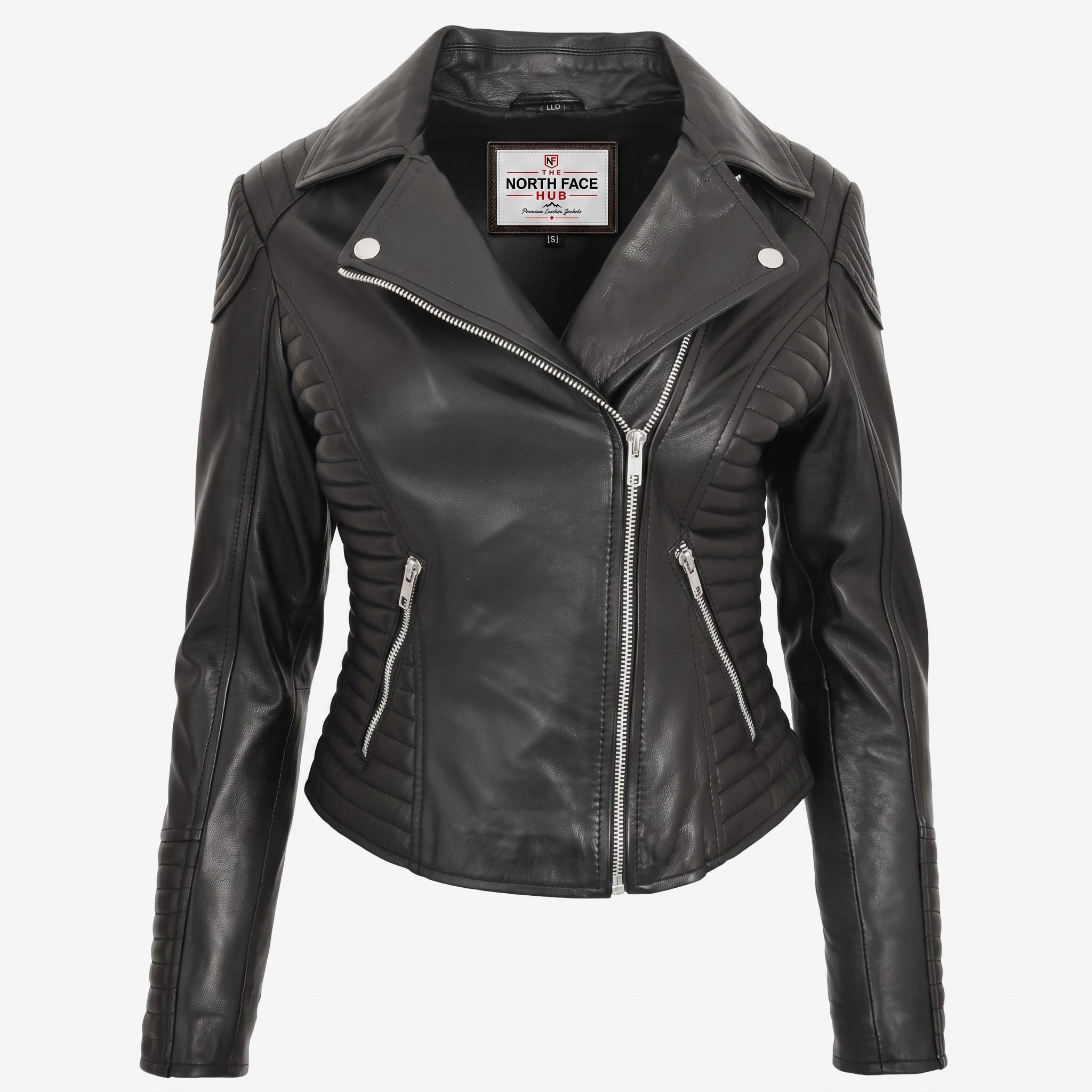 Womens Soft Leather Cross Zip Biker Jacket Anna Nova Black Womens Soft Leather Cross Zip Biker Jacket
