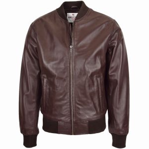Mens Leather MA-1 Bomber Jacket