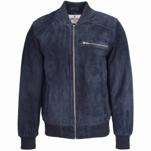 Mens Suede Bomber Varsity Jacket