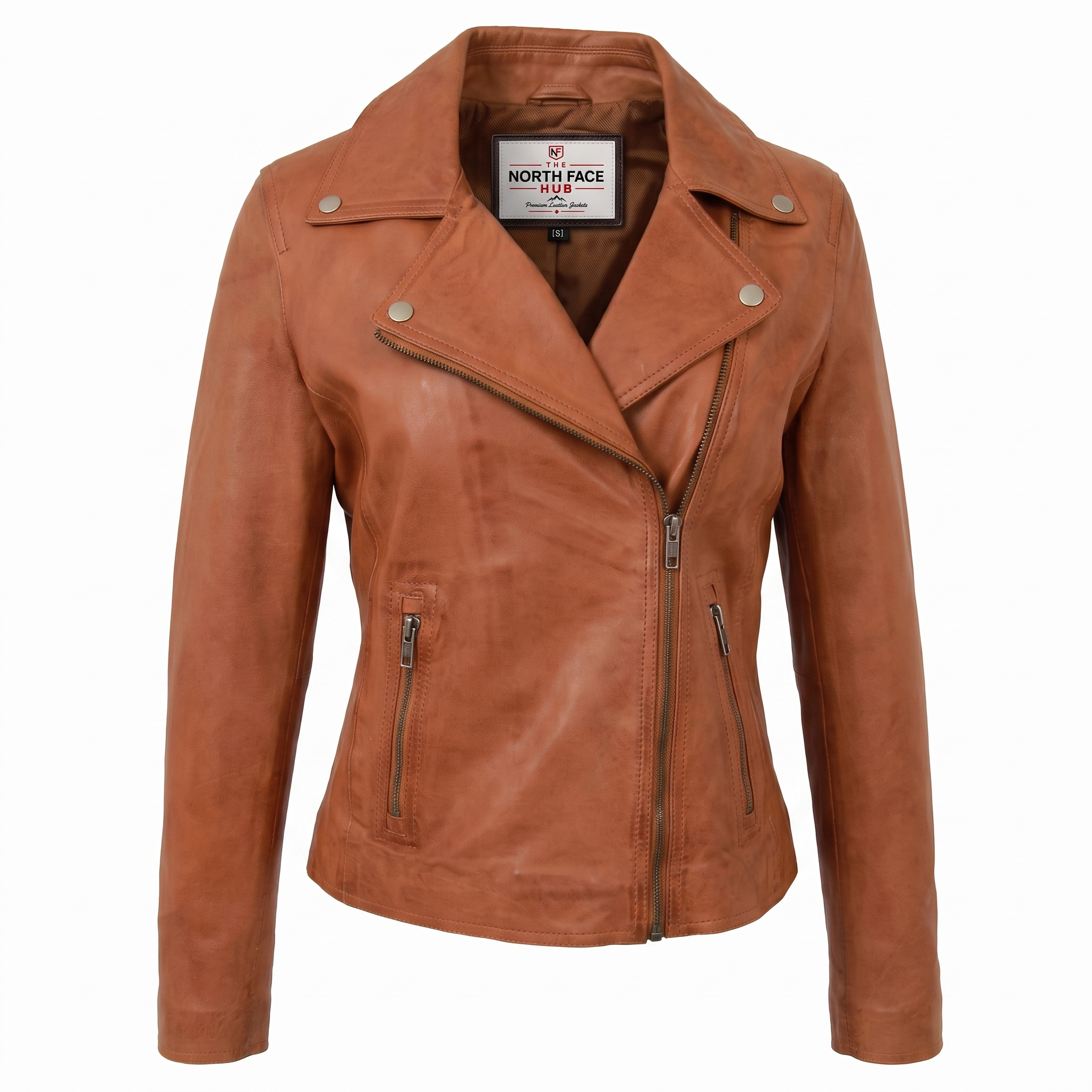 Womens Soft Leather Cross Zip Biker Jacket Lola Dynamo Tan Womens Soft Leather Cross Zip Biker Jacket