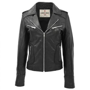 Womens Leather Fitted Biker Style Jacket