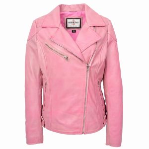 Womens Real Leather Biker Jacket