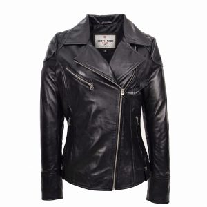 Womens Real Leather Biker Jacket