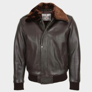 Mens Leather Bomber Pilot Jacket