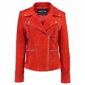 Womens Suede Biker Style Zip Jacket