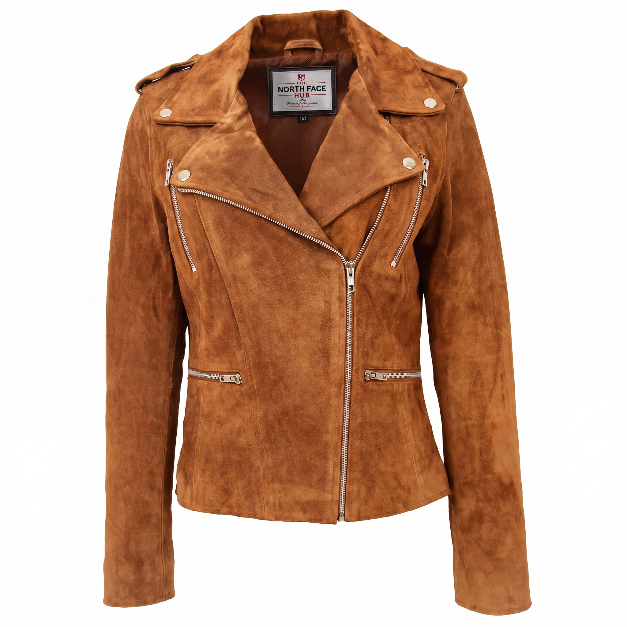 1,1 Womens Suede Biker Style Zip Jacket