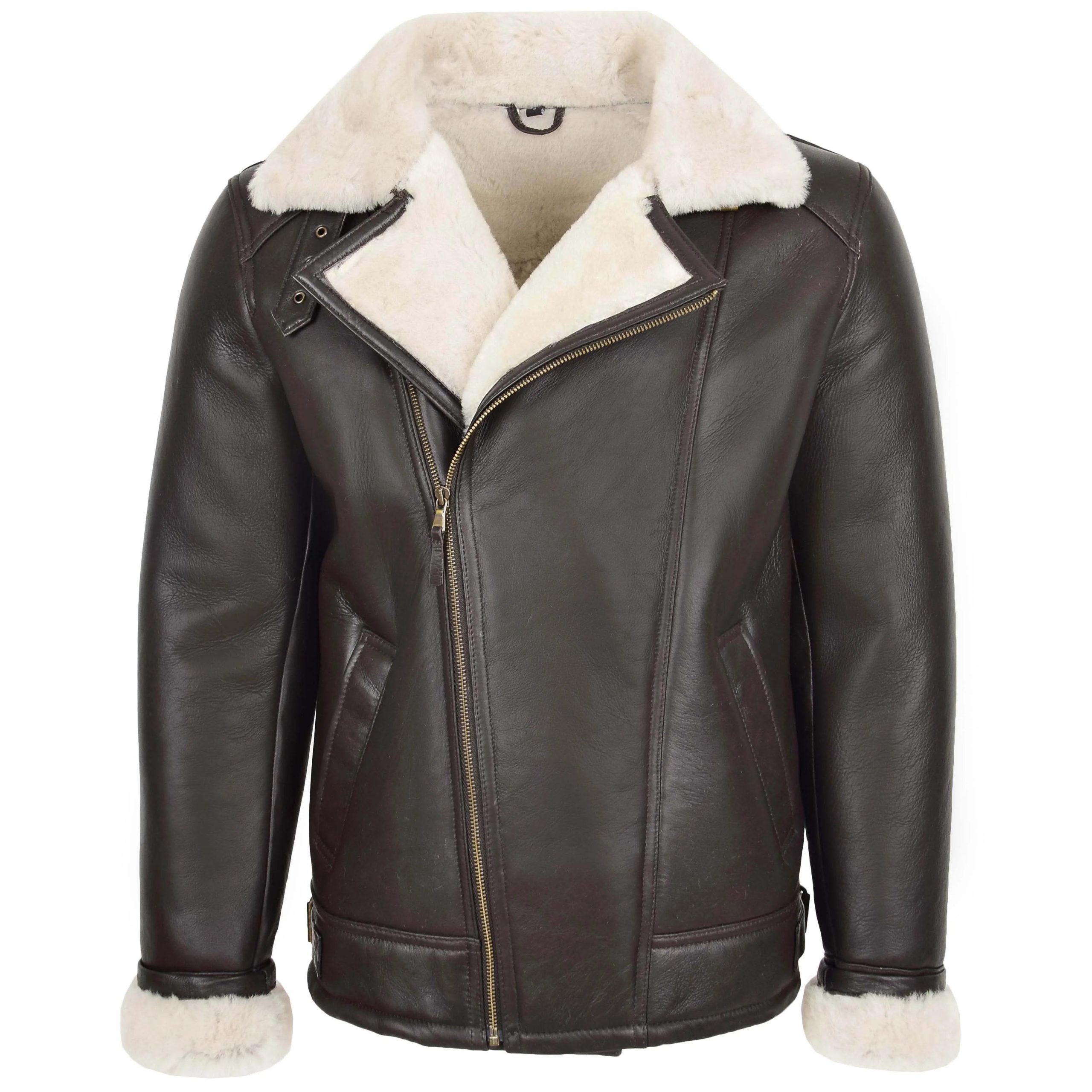 Mens Aviator Sheepskin Pilot Jacket Zenith Brown