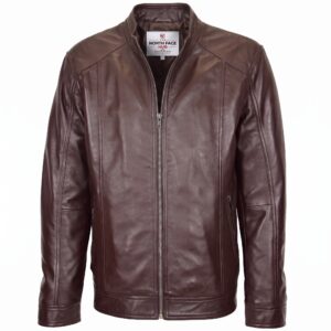 Mens Soft Leather Casual Plain Zip Jacket