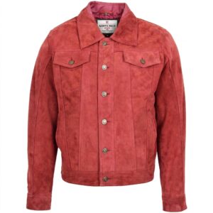 Mens Real Suede Trucker Harrington Jacket