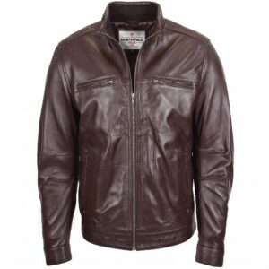 Men's Standing Collar Leather Jacket