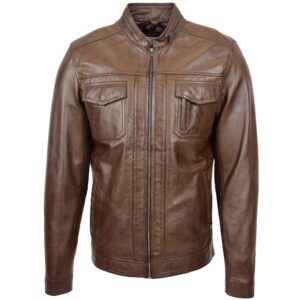 Mens Casual Biker Leather Jacket