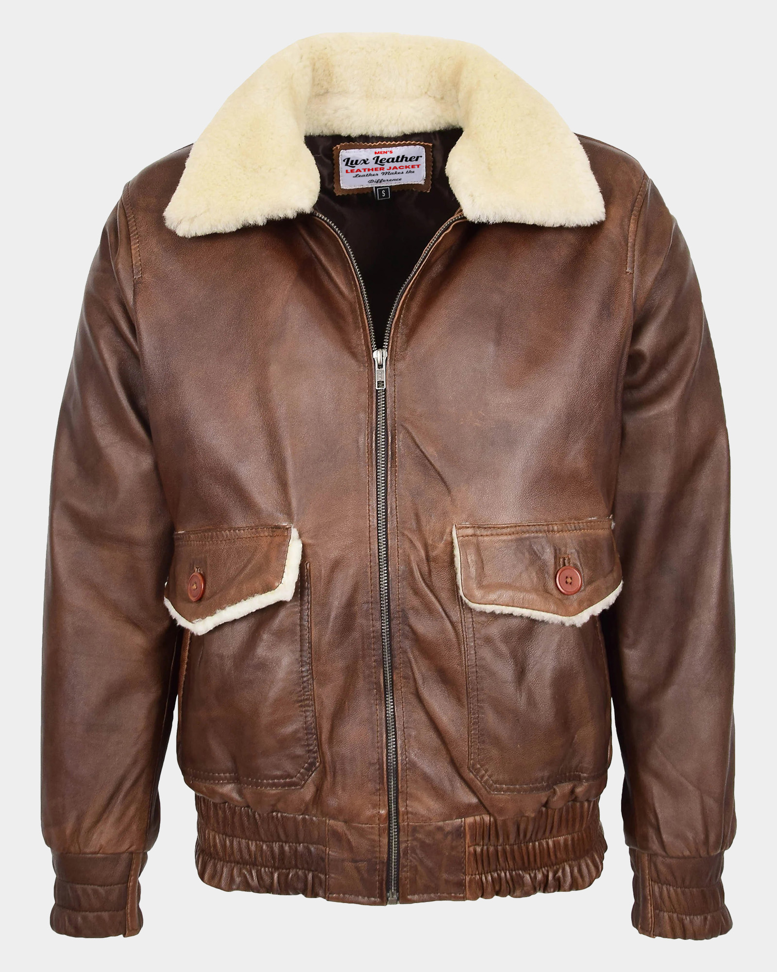 Mens-Leather-Bomber-Jacket-G-1-Aviator-Style-Cooper-Zenith-Brown-1.jpg Mens Leather Bomber Jacket G-1 Aviator Style Cooper Zenith Brown - Image 1