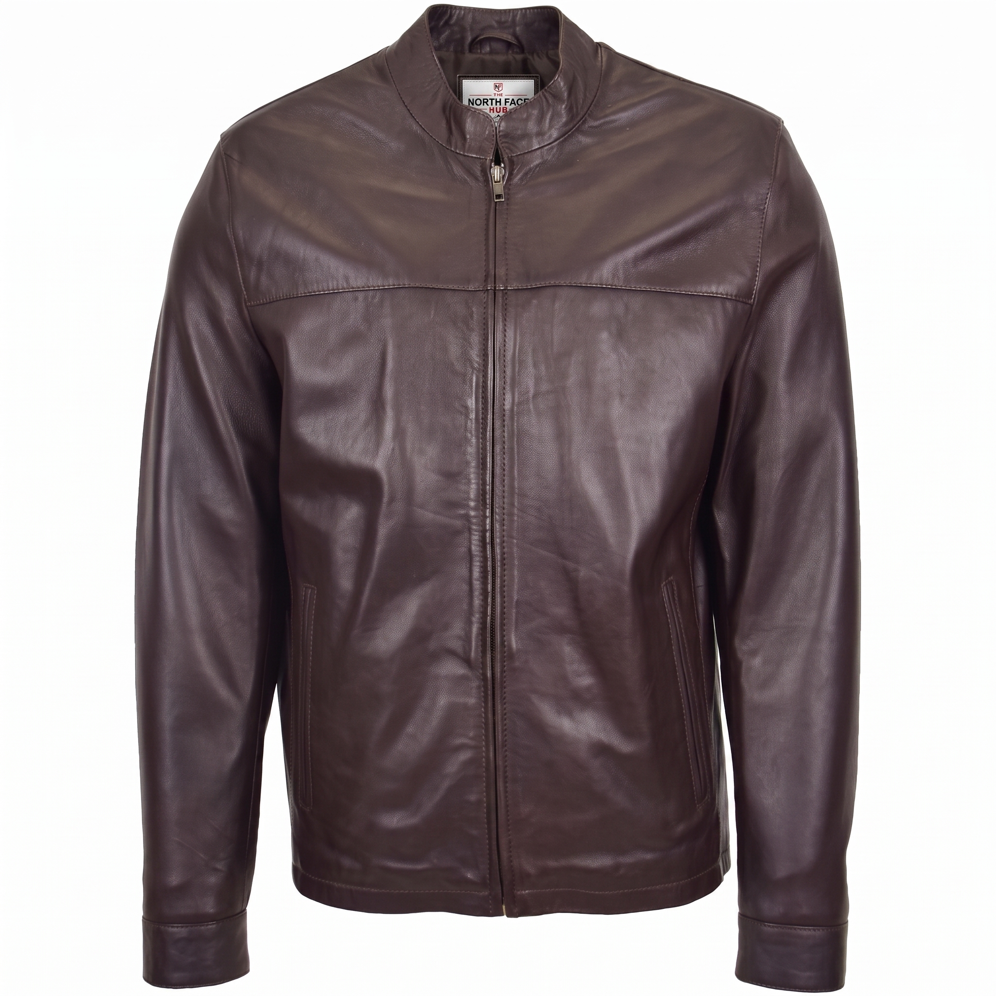 Mens Leather Standing Collar Jacket Paul Zenith Brown (1) Mens Leather Standing Collar Jacket