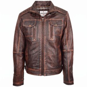 Mens Leather Urban Biker Style Jacket