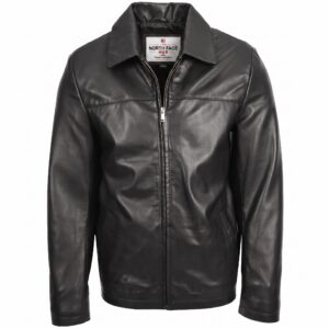 Mens-Leather-Zip-Box-Harrington-Jacket