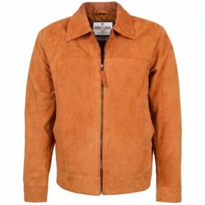 Mens-Real-Suede-Casual-Harrington-Jacket