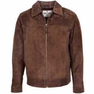 Mens-Real-Suede-Casual-Harrington-Jacket