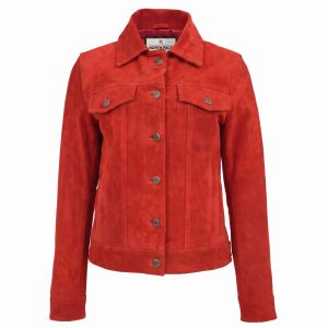 Womens Soft Suede Trucker Style Jacket