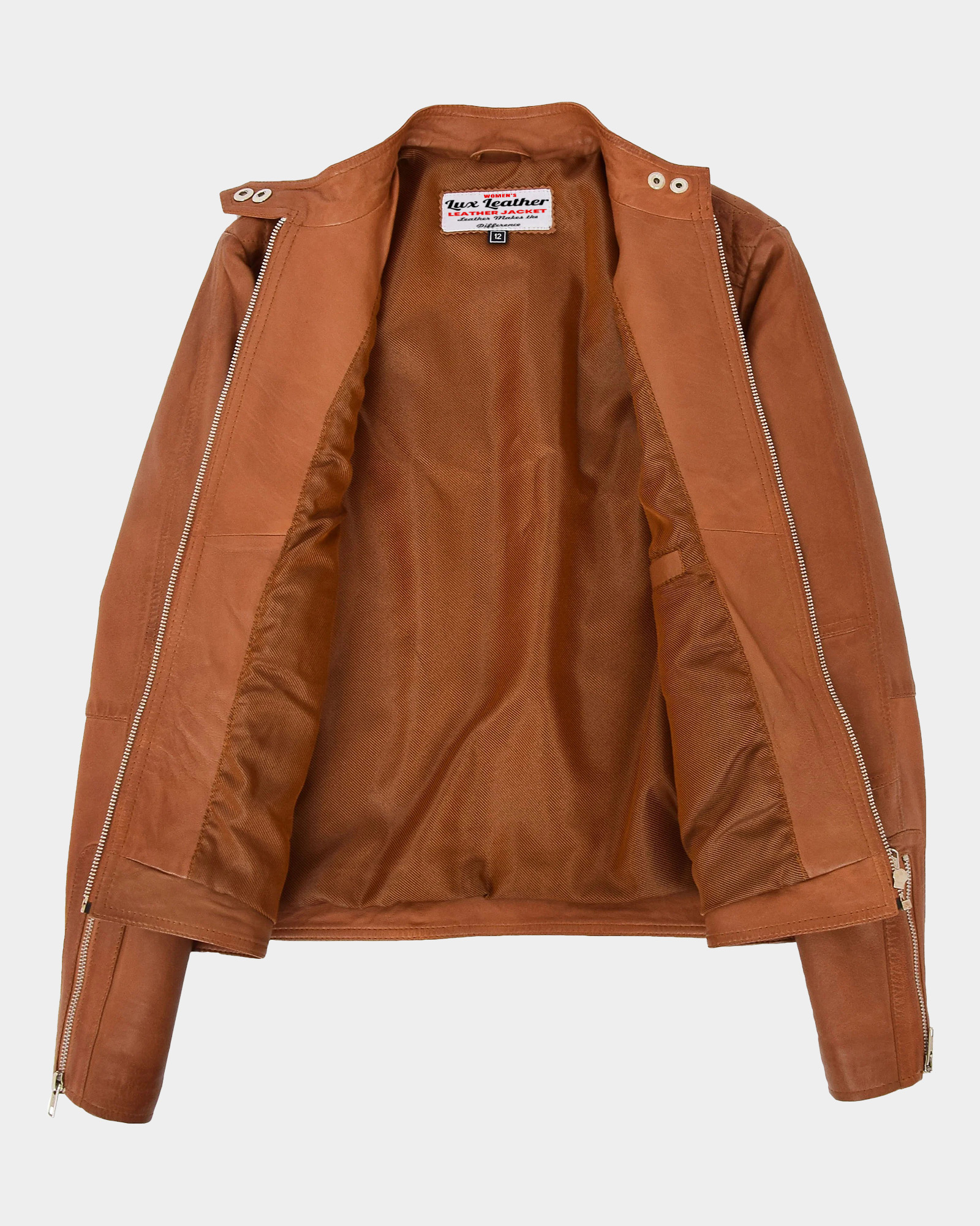 Womens-Soft-Leather-Casual-Zip-Biker-Jacket-Ruby-Dynamo-Tan-7.jpg Womens Soft Leather Casual Zip Biker Jacket Ruby Dynamo Tan - Image 7