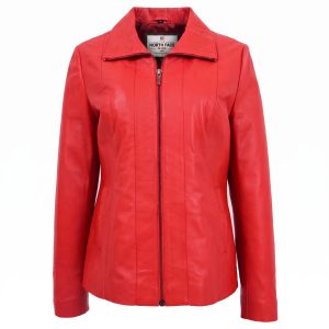 Womens Classic Zip Fastening Leather Jacket