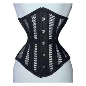 Handmade Black Mesh Underbust Corset Double Steel Boned Waist Trainer