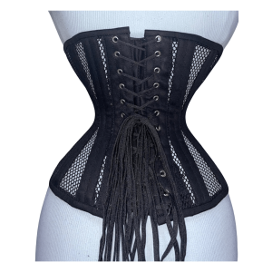 Handmade Black Mesh Underbust Corset Double Steel Boned Waist Trainer - view 2