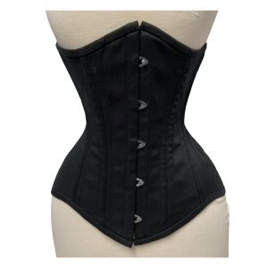 Handcrafted Longline Underbust Steel Boned Corset Black Waist Training Shapewear