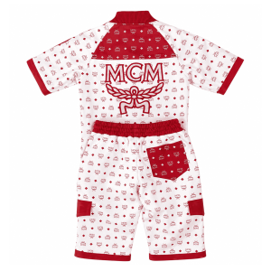 MCM Men’s Red White Monogram Tracksuit Leather T-shirt and Short with Hat - image 2