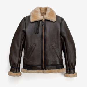 Schott NYC 257S classic B-3 brown sheepskin bomber jacket front view