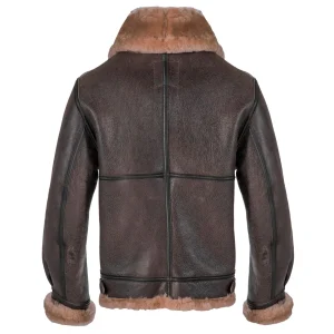 Schott NYC Classic B-3 Sheepskin Leather Bomber Jacket - waist buckle detail