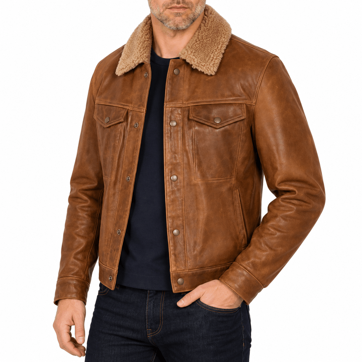 Schott NYC Buffalo Leather Trucker Jacket Sycamore 545 (4) Leather Trucker Jacket