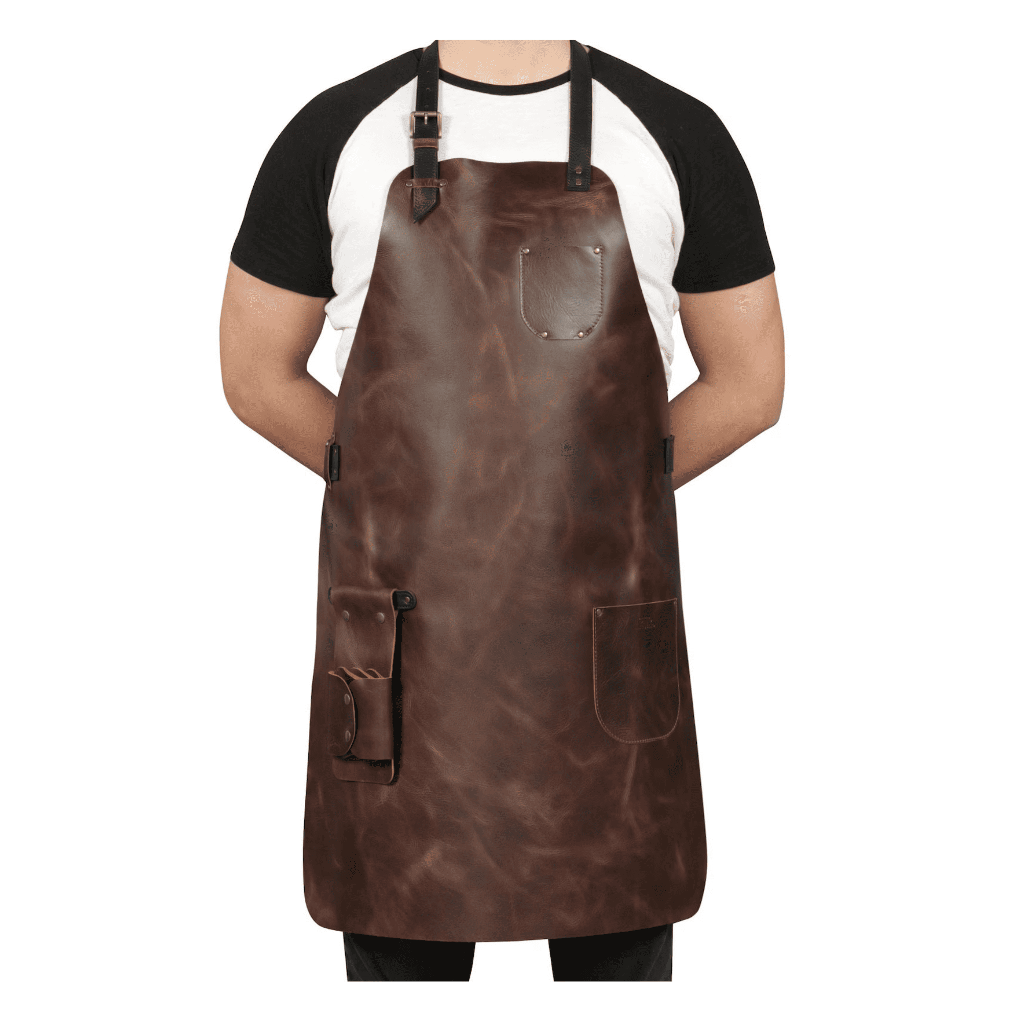 Top-Grain Leather Workshop Apron – Brown Top-grain leather workshop apron in Brown
