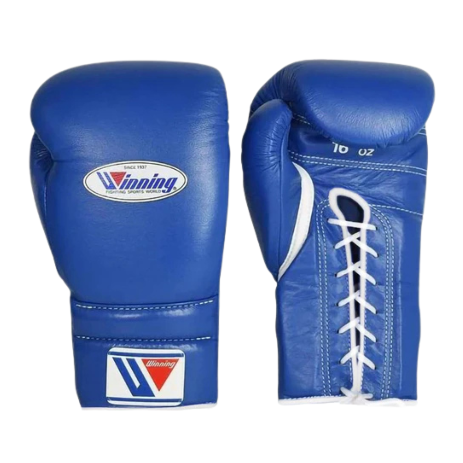 Winning Lace Up Boxing Gloves Blue Front Winning Lace Up Boxing Gloves Blue front view