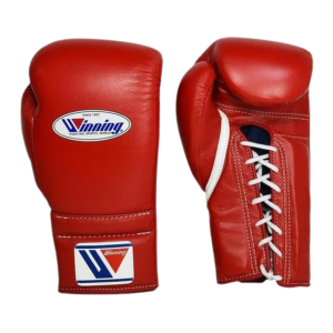 Winning Lace Up Boxing Gloves Red front view
