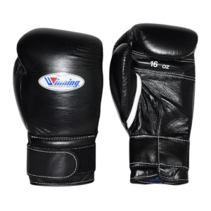 Winning Velcro Boxing Gloves Black front view