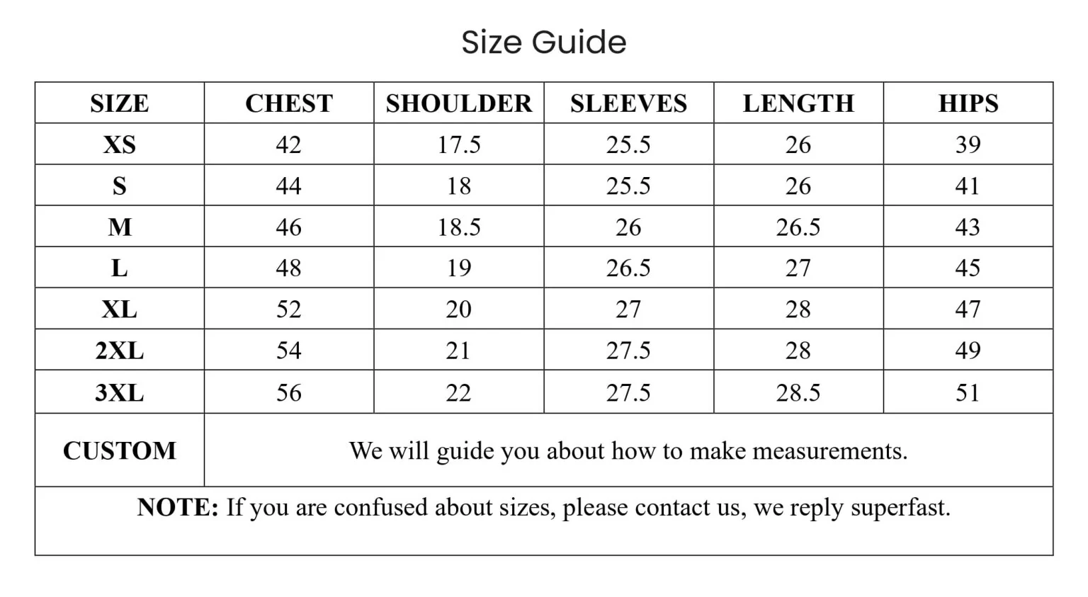 The North Face Jackets Size Chart